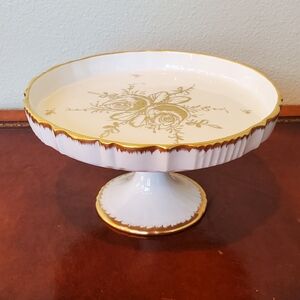 Limoges French Gold and White Cake Stand